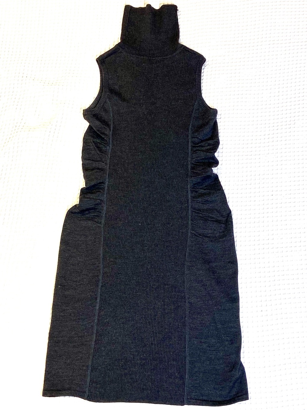 Calvin Klein Sleeveless Knit Charcoal Turtleneck Midi Dress, Size M